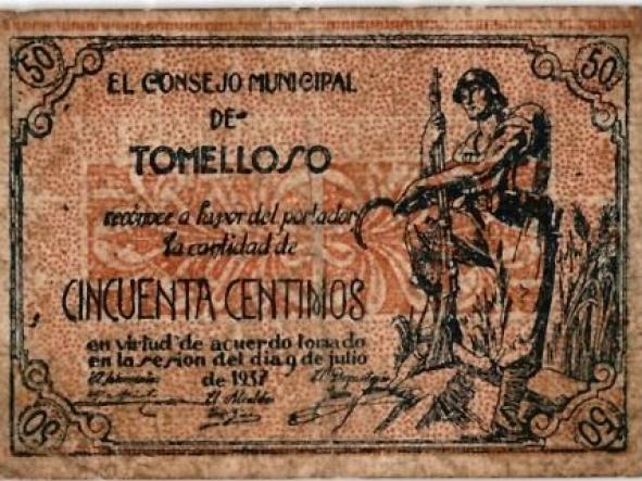 EL CONSEJO MUNICIPAL DE TOMELLOSO - CINCUENTA CENTIMOS - 1937 - 