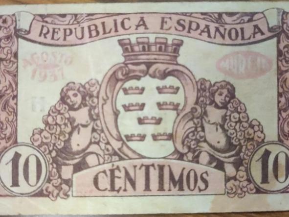 BILLETE DE 10 CENTIMOS DEL CONSEJO MUNICIPAL DE MURCIA DEL AÑO 1937 [0]