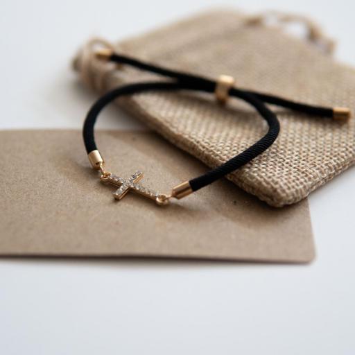 PULSERA AJUSTABLE CON CRUZ BRILLANTES  (Carmelitas , Barcelona) [0]
