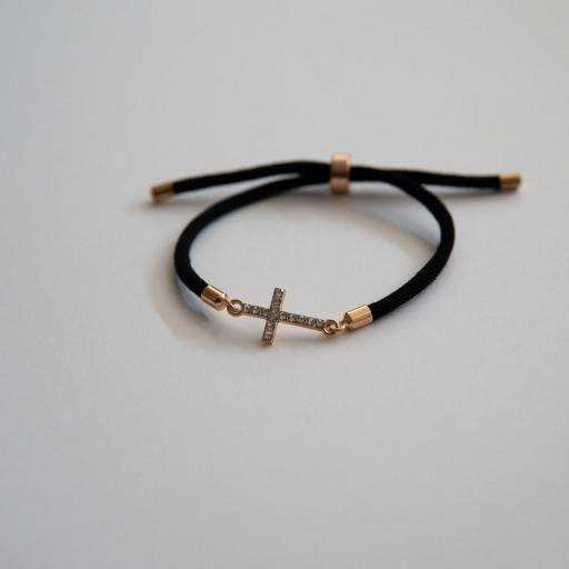 PULSERA AJUSTABLE CON CRUZ BRILLANTES  (Carmelitas , Barcelona) [1]