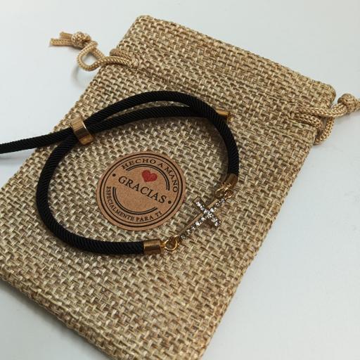 PULSERA AJUSTABLE CON CRUZ BRILLANTES  (Carmelitas , Barcelona) [2]