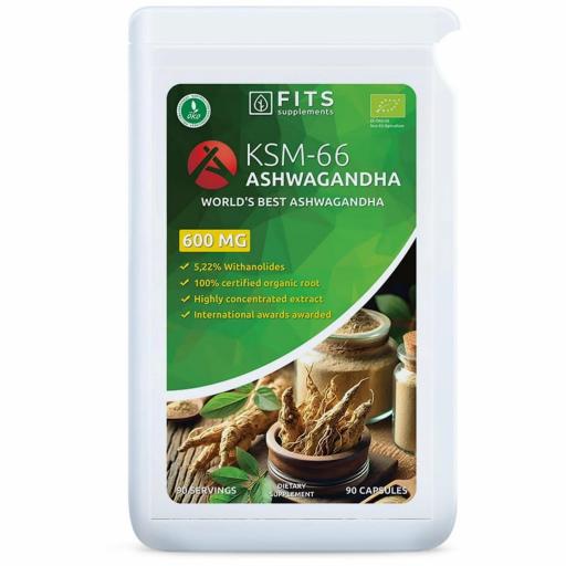 Ashwagandha orgánica KSM-66 600mg 90 cápsulas