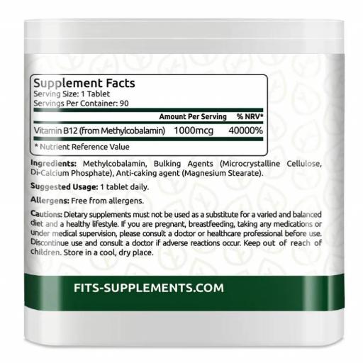 Vitamina B12 Metilada, 1000mcg, 90 comprimidos [1]