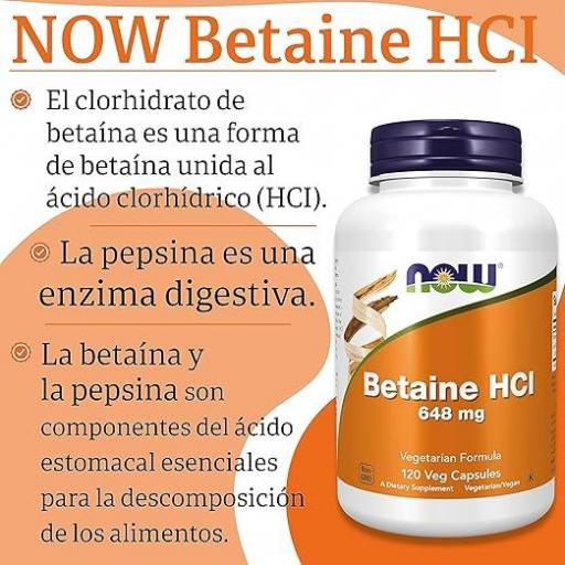 BETAÍNA HCl 648mg - 120 veg caps [1]
