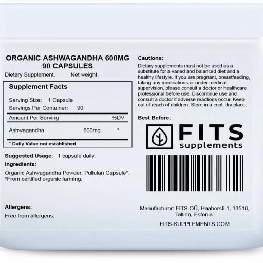 Ashwagandha orgánica 600mg 90 cápsulas [1]