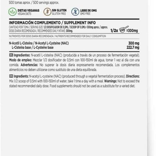 NAC - N-ACETILCISTEÍNA en polvo sin sabor - 150 gramos [1]
