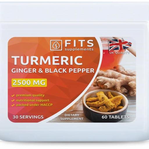 Cúrcuma 2500 mg con jengibre y pimienta negra. 60 comprimidos