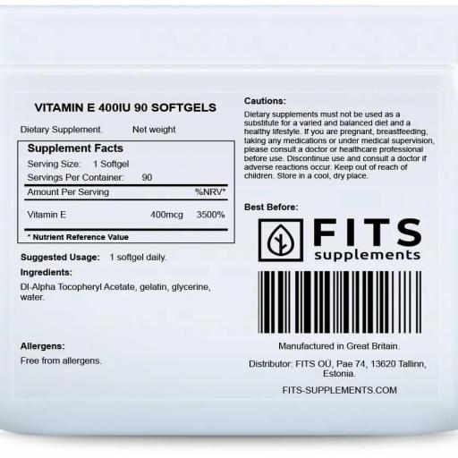 Vitamina E 400 UI. 90 cápsulas blandas [1]