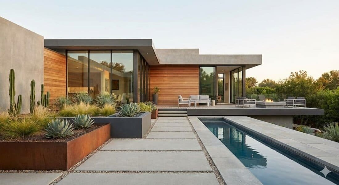 Construcción de un jardín con diseño moderno