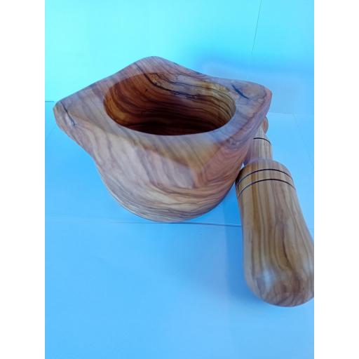 Mortero Madera Olivo, Mortero y Maza, Picador de Ajos, Mortero Hierbas, Mortero Mayonesa, Mortero allioli Cocina Tradicional, Mortero, Duradero