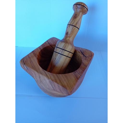 Mortero Madera Olivo, Mortero y Maza, Picador de Ajos, Mortero Hierbas, Mortero Mayonesa, Mortero allioli Cocina Tradicional, Mortero, Duradero [3]