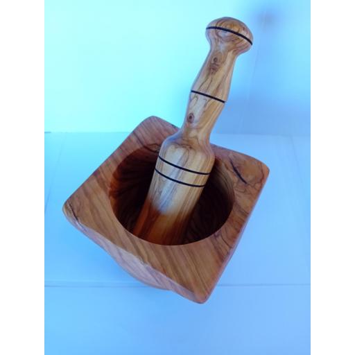Mortero Madera Olivo, Mortero y Maza, Picador de Ajos, Mortero Hierbas, Mortero Mayonesa, Mortero allioli Cocina Tradicional, Mortero, Duradero [2]