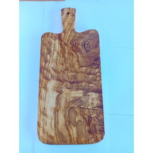 Tabla de Madera de Olivo Artesanal con Mango Grande – Antibacteriana, Ideal para Cortar Carnes, Verduras y Quesos, Hecha en España