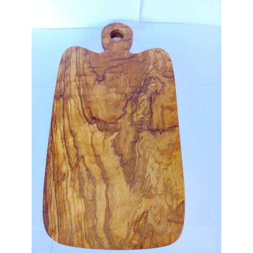 Tabla con Mango Extra grande de madera de olivo natural para cortar carnes y verduras | Antibacteriana y artesanal hecha en España