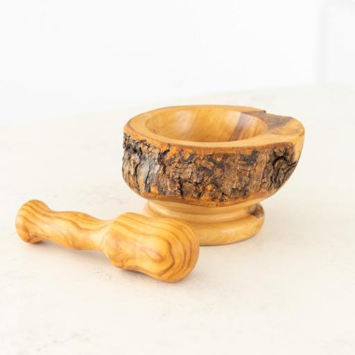  Mortero Rusticó Grande de Madera de Olivo Artesanal | Sostenible, Duradero y Ideal para Cocina [4]