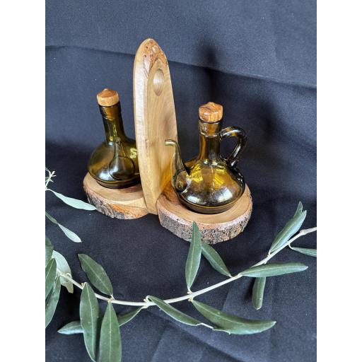 Set Aceitera y Vinagrera de Madera de Olivo – Artesanal, Hecho a Mano y Rústico | Maderaolivo.com [2]