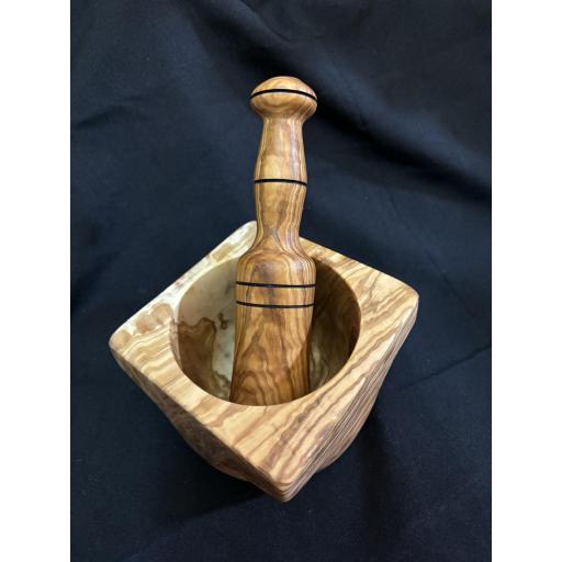 Mortero Madera Olivo, Mortero y Maza, Picador de Ajos, Mortero Hierbas, Mortero Mayonesa, Mortero allioli Cocina Tradicional, Mortero, Duradero [2]