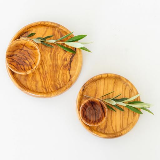 Plato para aceitunas con cuenco de madera de olivo • Artesanal y decorativo • Pieza única • Hecho a mano • Artesanía sostenible y nacional • Fabricado en España [5]