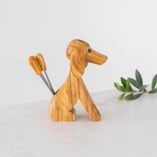 Palillero pinchero perro de madera olivo [1]