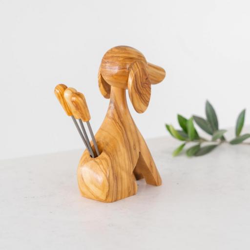 Palillero pinchero perro de madera olivo [3]