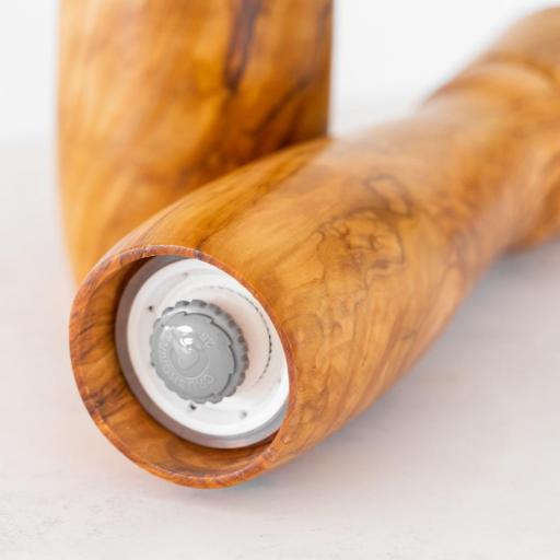 Molinillo de Madera de Olivo Mediano Torneado 21,5 cm para Sal y Pimienta – Artesanal, Pieza Única Hecha a Mano en España [3]