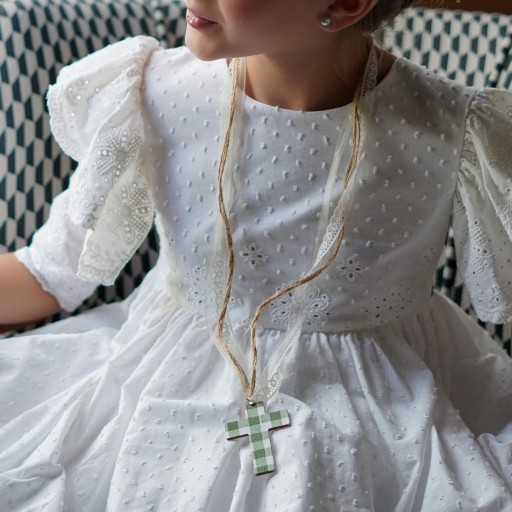 Cruz de comunión niña Vichy verde [1]