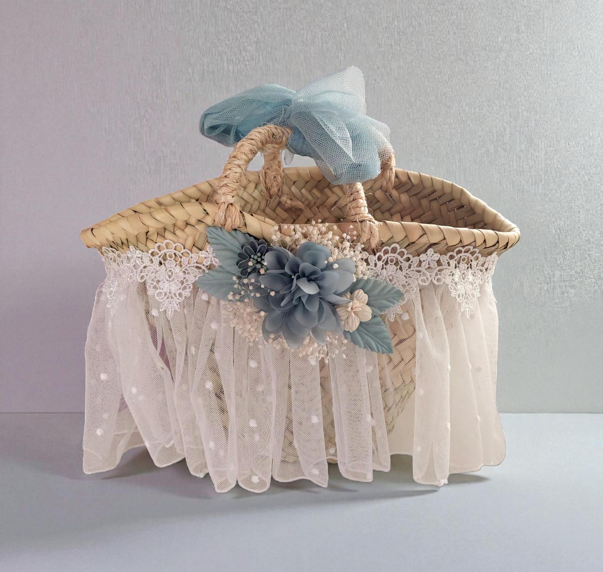 Capazo decorado verde agua Se hace por encargo. Entre 5 y 10 días