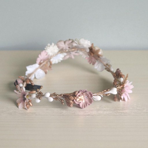 Corona comunión rosas empolvado y blanco  [1]