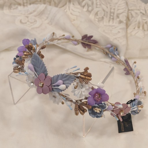 Corona comunión malva y celeste