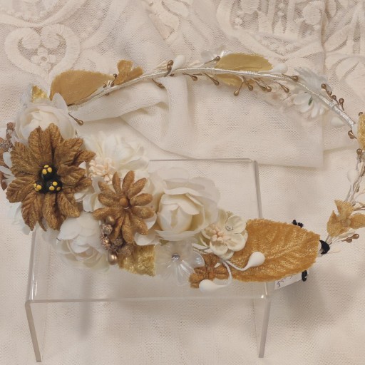 Corona comunión mostaza y blanco  [3]