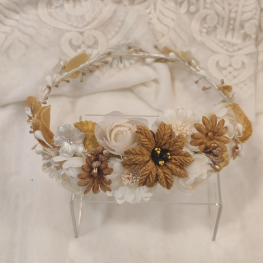 Corona comunión mostaza y blanco  [0]