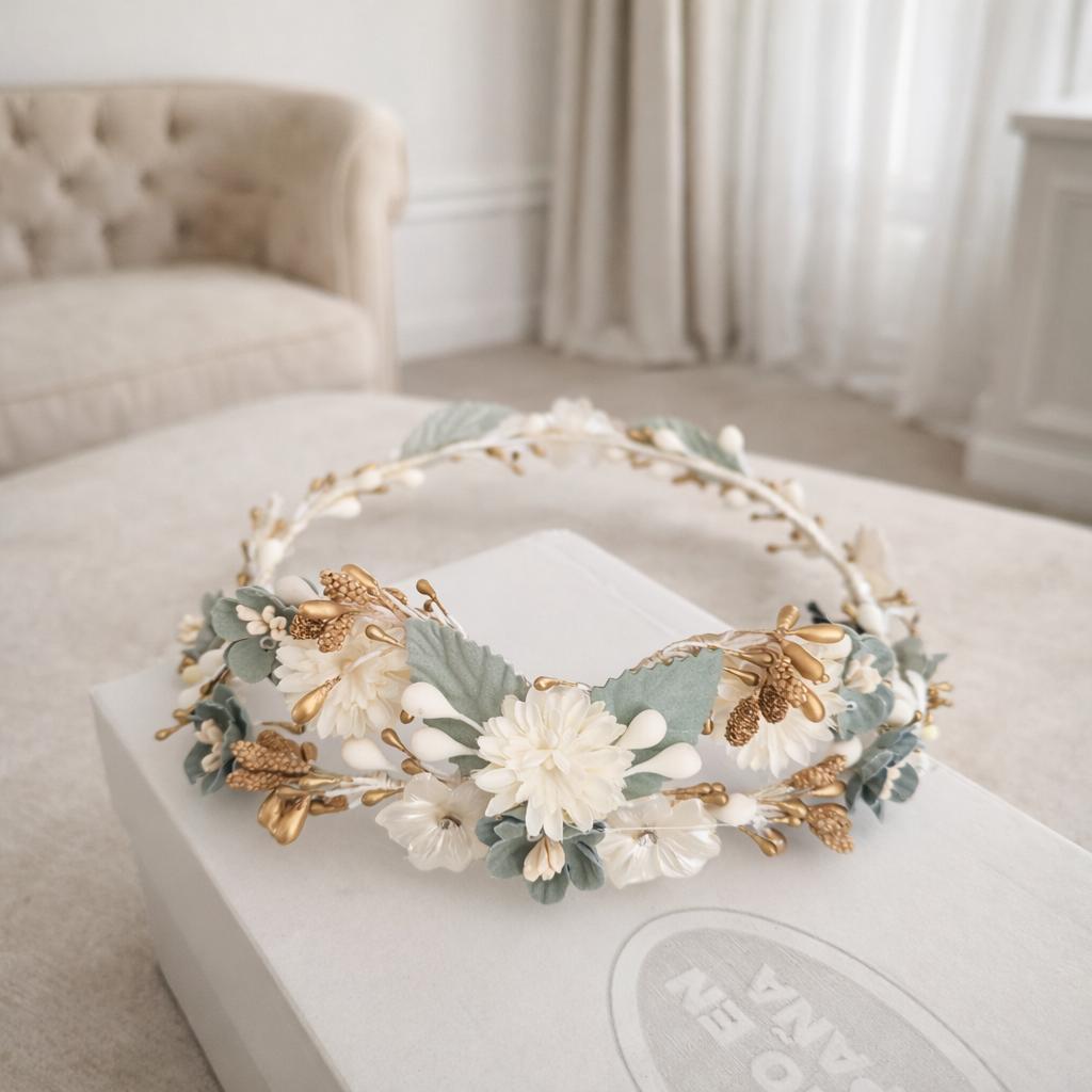 Corona verde Agua comunión niña modelo Gala