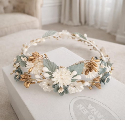 Corona verde Agua comunión niña modelo Gala  [0]