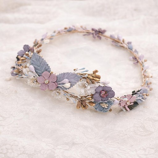 Corona comunión malva y celeste 