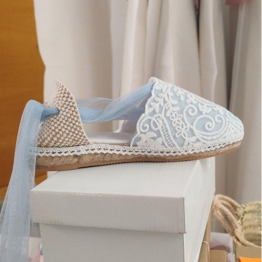 Esparteña de comunión verde menta con beis. Personalice el color por wasap  [2]