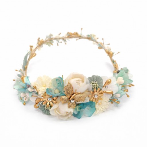 Corona comunión verde agua