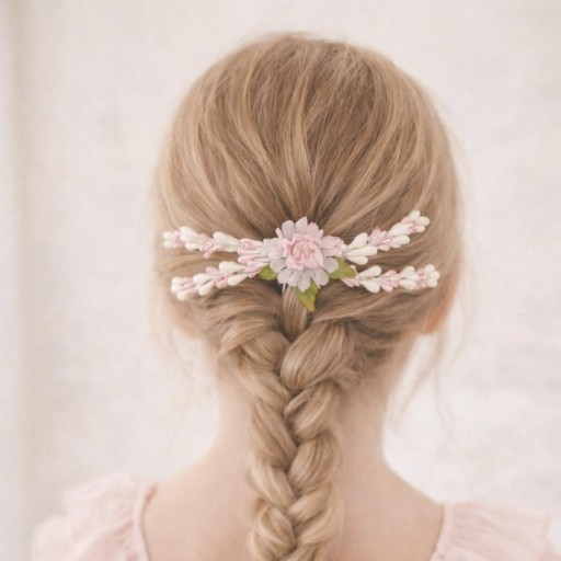 Tocado rosa perla.  Tamaño 12cm 