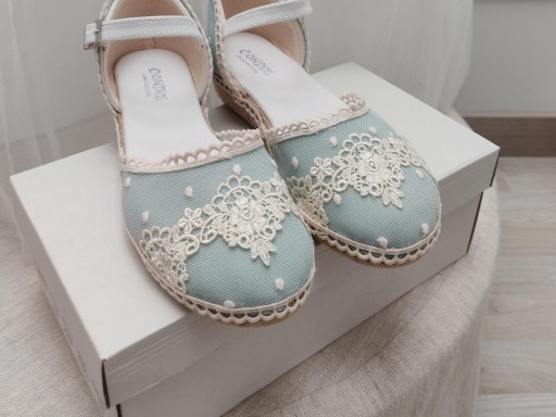 Esparteña de comunión verde menta con beis. Personalice el color por wasap  [1]