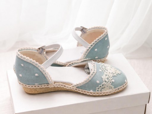 Esparteña de comunión verde menta con beis. Personalice el color por wasap  [0]