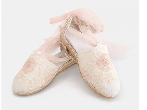 Esparteña de comunión verde menta con beis. Personalice el color por wasap  [0]