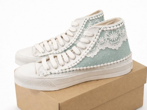 Zapatillas decoradas para comunión verde agua  para comunión. Leer la descripción del producto. Se personaliza el color.  [0]