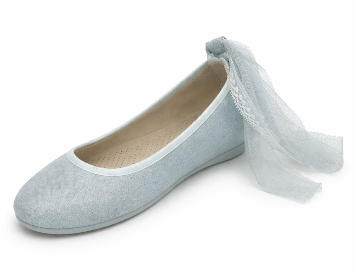 Bailarinas de comunión VERDE AZUL con cintas de tul y puntilla para atar al tobillo. Incluye correa. LEA LA DESCRIPCIÓN. Corona NO INCLUIDA