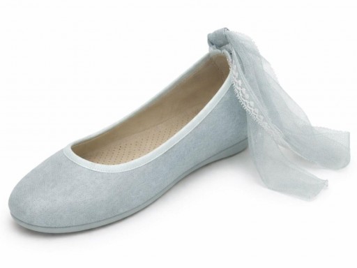 Bailarinas de comunión VERDE AZUL con cintas de tul y puntilla para atar al tobillo. Incluye correa. LEA LA DESCRIPCIÓN. Corona NO INCLUIDA 