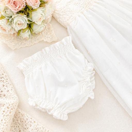 Traje cristianar tul bordado. Una prenda exquisita con 3 capas de tela. Modelo exclusivo talla 12meses. Incluye braguita y capota  [2]