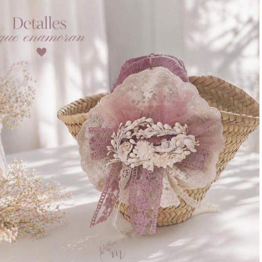 Capazo decorado rosa empolvado  [0]