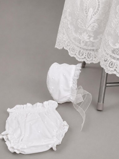 Faldón de bautizo con capota y braguita. Color blanco roto Modelo exclusivo  [2]