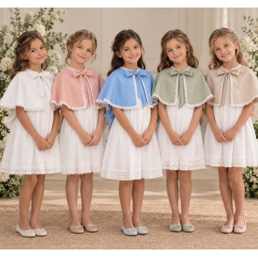 Capa de lino para niña. Ideal para comunión o ceremonias. Liko 100%  forrada del mismo tejido.  [0]