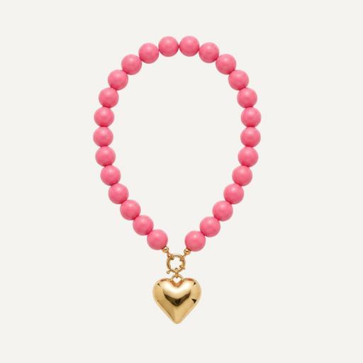 Collar Corazón dorado Rosa