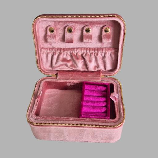 Caja de joyería terciopelo Rosa vintage-fucsia