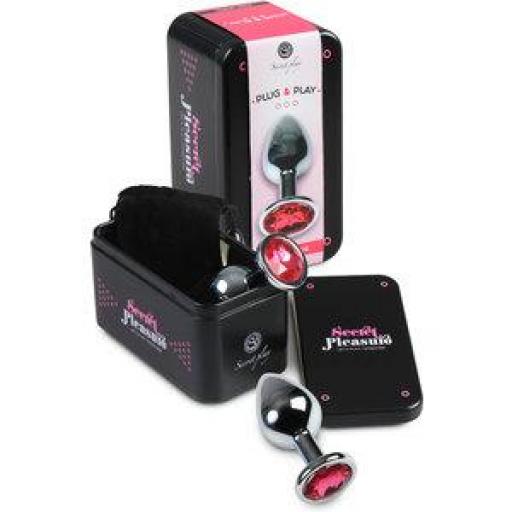 PLUG ANAL METAL PEQUEÑO FUCSIA CON BOLSA